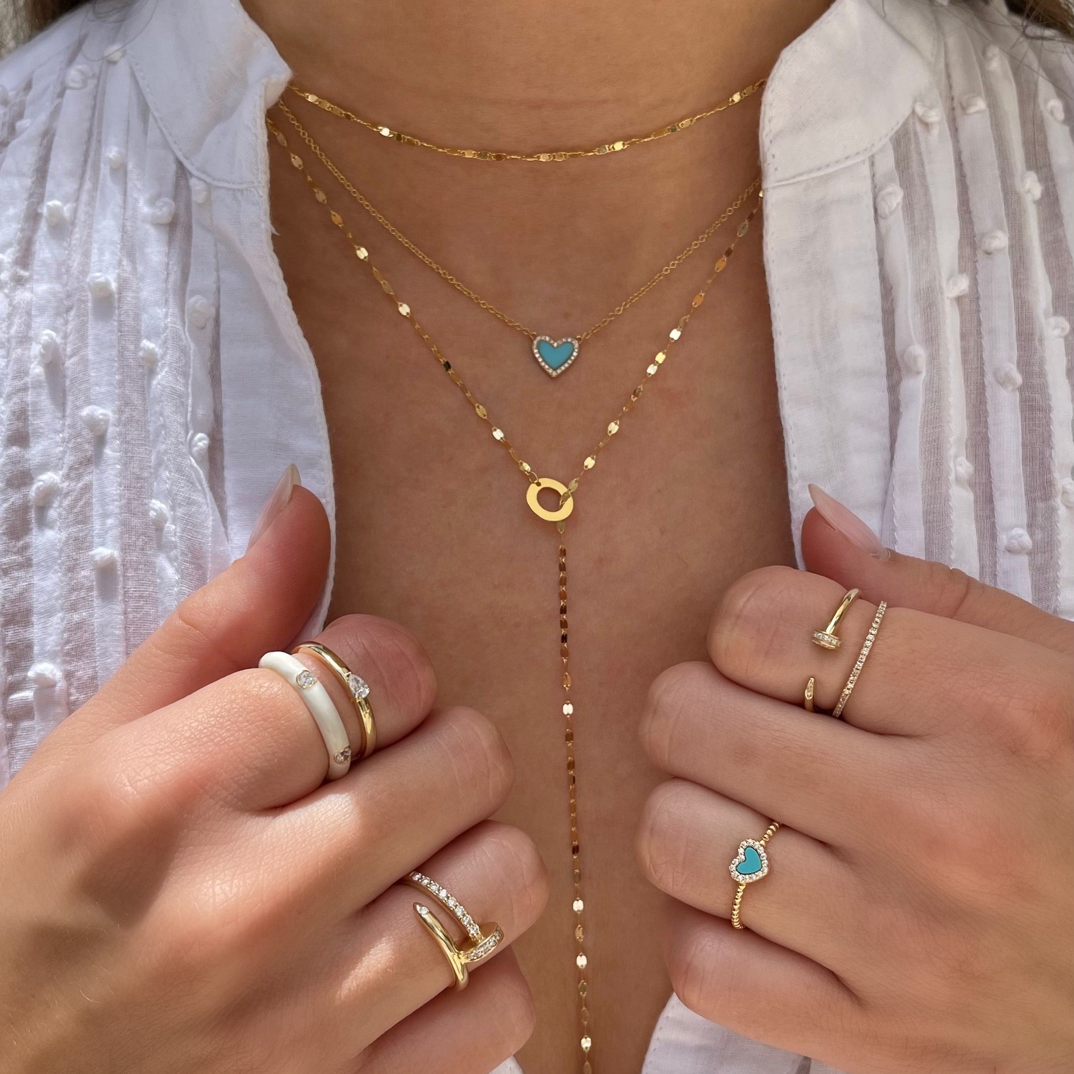 Yellow Gold Over Silver CZ and Faux Turquoise Heart Ring  Yellow Gold Plated Over Silver Heart: 0.25" Diameter Pave Set CZs and Faux Turquoise