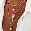 Multicolor Bead & Grey Pearl Toggle Necklace  18-20" Length Pearl color may slightly vary