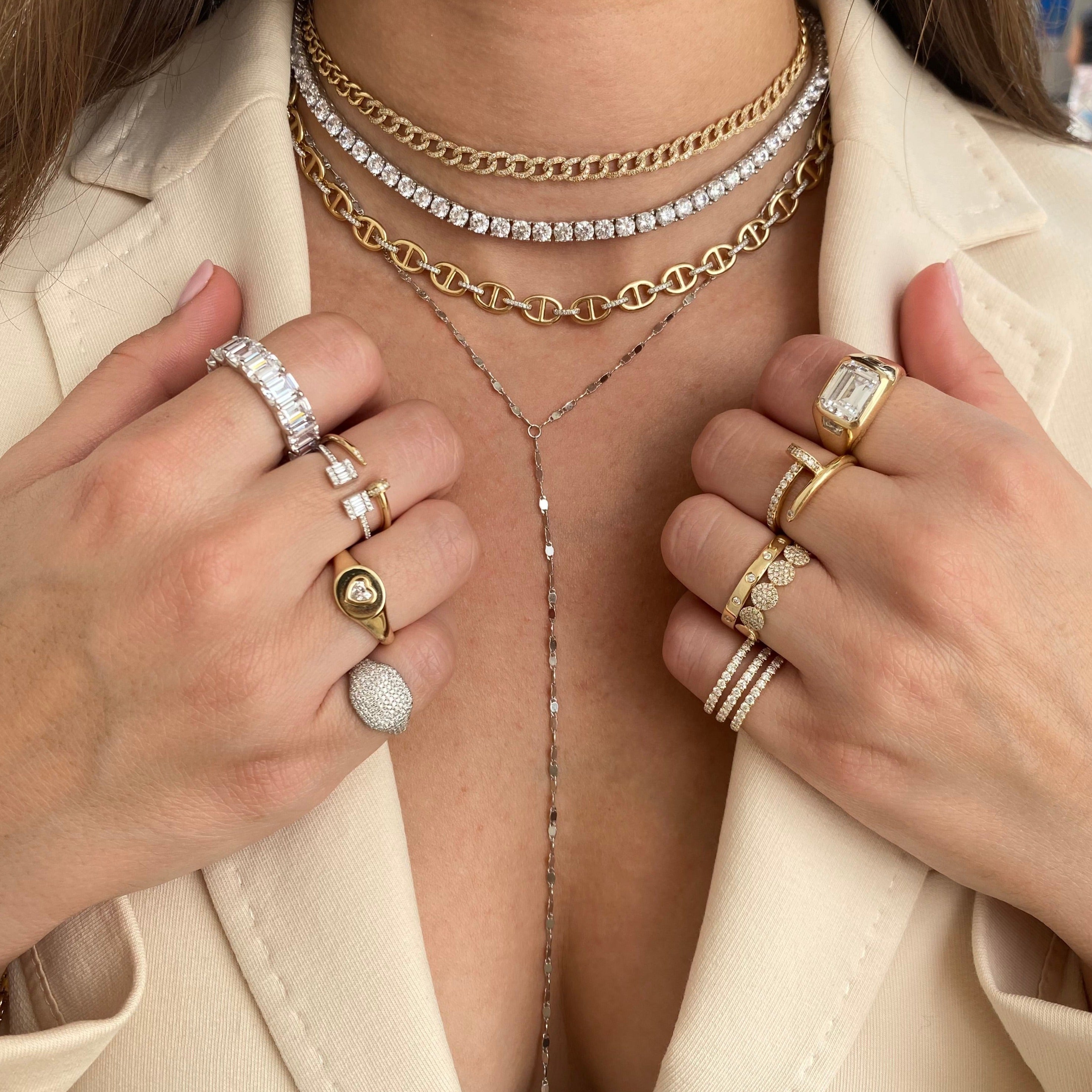 Emerald Cut Eternity Ring Band  White Gold Plated Over Silver Cubic Zirconia 0.24" Width