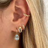Diamond Double Layer Pierced Huggie Earrings  14K Yellow Gold 0.11 Diamond Carat Weight