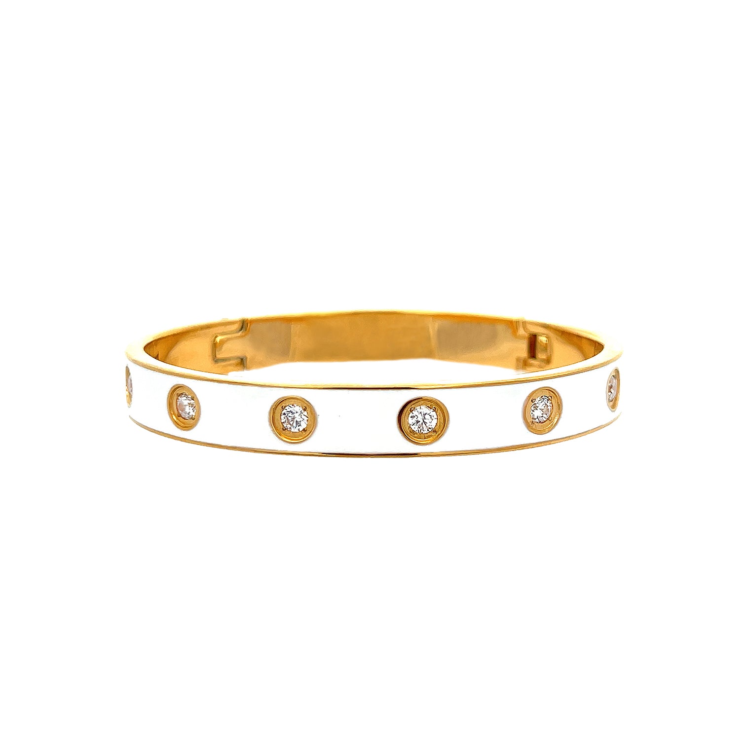 White Enamel Bangle Bracelet View 1