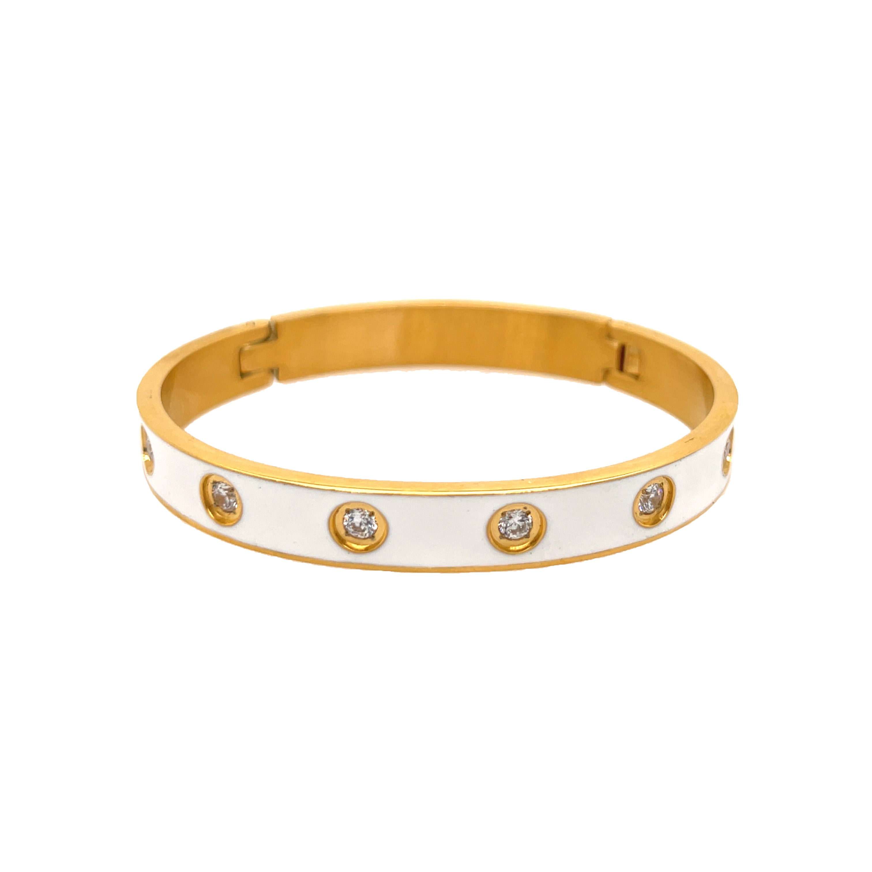 White Enamel Bangle Bracelet View 3