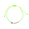 Neon Green Beaded Evil Eye Adjustable String Bracelet  Yellow Gold Plated Adjustable Evil Eye: 0.35"