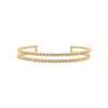 Beaded Double Bar Cuff Bracelet  Yellow Gold Plated  0.35" Width 