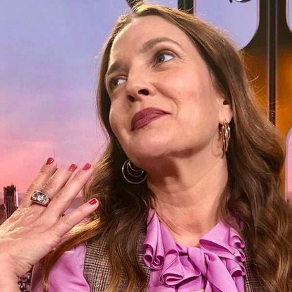 Triple Hoop Pierced Earrings Yellow Gold Plated 1.25" Diameter Worn by Drew Barrymore