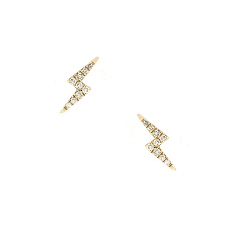 Diamond Thunderbolt Stud Pierced Stud Earrings  14K Yellow Gold 0.41" Length X 0.41" Width 0.11 Diamond Carat Weight