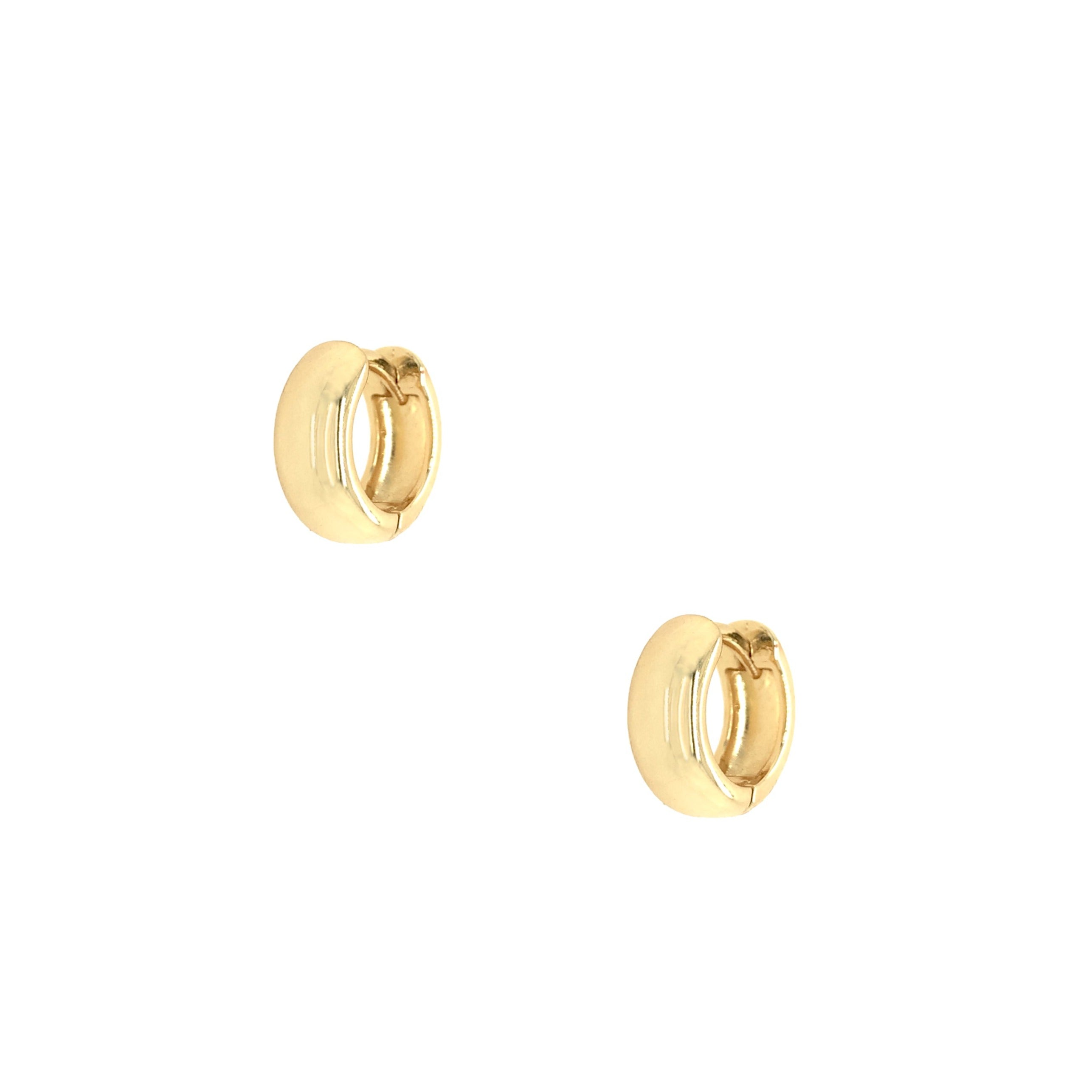 Thick Huggie Pierced Earrings Yellow Gold Plated 0.52" Diameter 0.22" Width