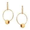 Yellow Gold Plated Long Chain Circle Pierced Earring Yellow Gold Plated 3.65" Long X 2.0" Wide