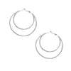 Asymmetrical Double Pave Crystal Hoop Earrings  White Gold Plated 1.77" Long X 2.1" Wide