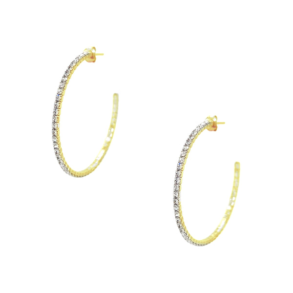 1.5 Pave Hoop Earrings | Sterling Silver | Womens Jewelry, Large Hoop Earrings White Gold