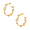 Butterfly CZ Pierced Hoop Earrings  Yellow Gold Plated Pave Set CZs 1.25" Hoop