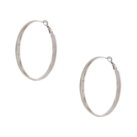 Flat Tube Pierced Hoop Earrings  White Gold Plated 2.25" Diameter As Seen on Today's Jill Martin's Spring Fashion Trends