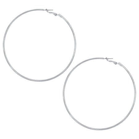 Large White Gold Hoop Pierced Earrings  White Gold Plated 3.5" Diameter    As featured on TODAY's KLG and Hoda's Favorite Things As worn by Kathie Lee Gifford on The Today Show As worn by Alicia Keys
