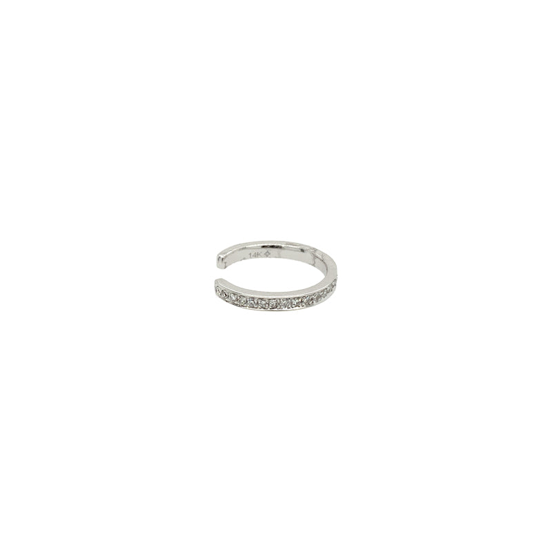 Pave Diamond Ear Cuff Earring  14K White Gold 0.05 Diamond Carat Weight 0.45" Diameter 0.05" Width Does not require piercing