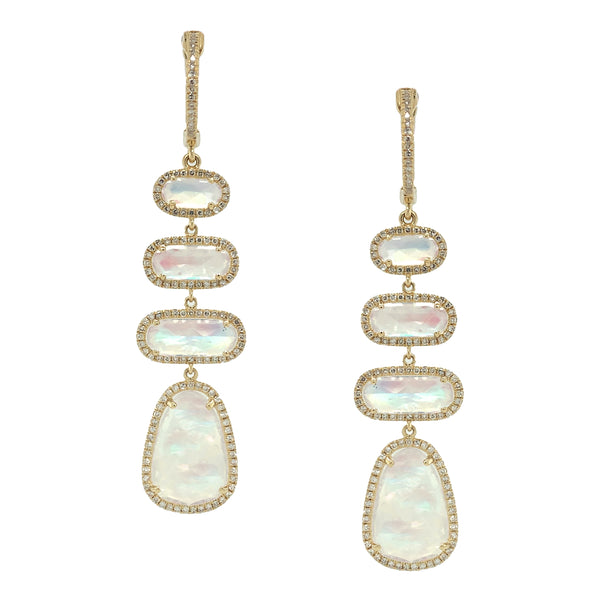 Jennifer Miller Moonstone and Pave Diamond Pierced Earrings For Sale at  1stDibs