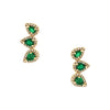 Emerald & Diamond Teardrop Crawler Pierced Earrings  14K Yellow Gold 0.20 Diamond Carat Weight 0.47 Emerald Carat Weight 0.55" Long X 0.25" Wide