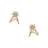 Pave Diamond Star Carved Huggie Pierced Earrings  14K Yellow Gold 0.17 Diamond Carat Weight 0.50" Long X 0.35" Wide