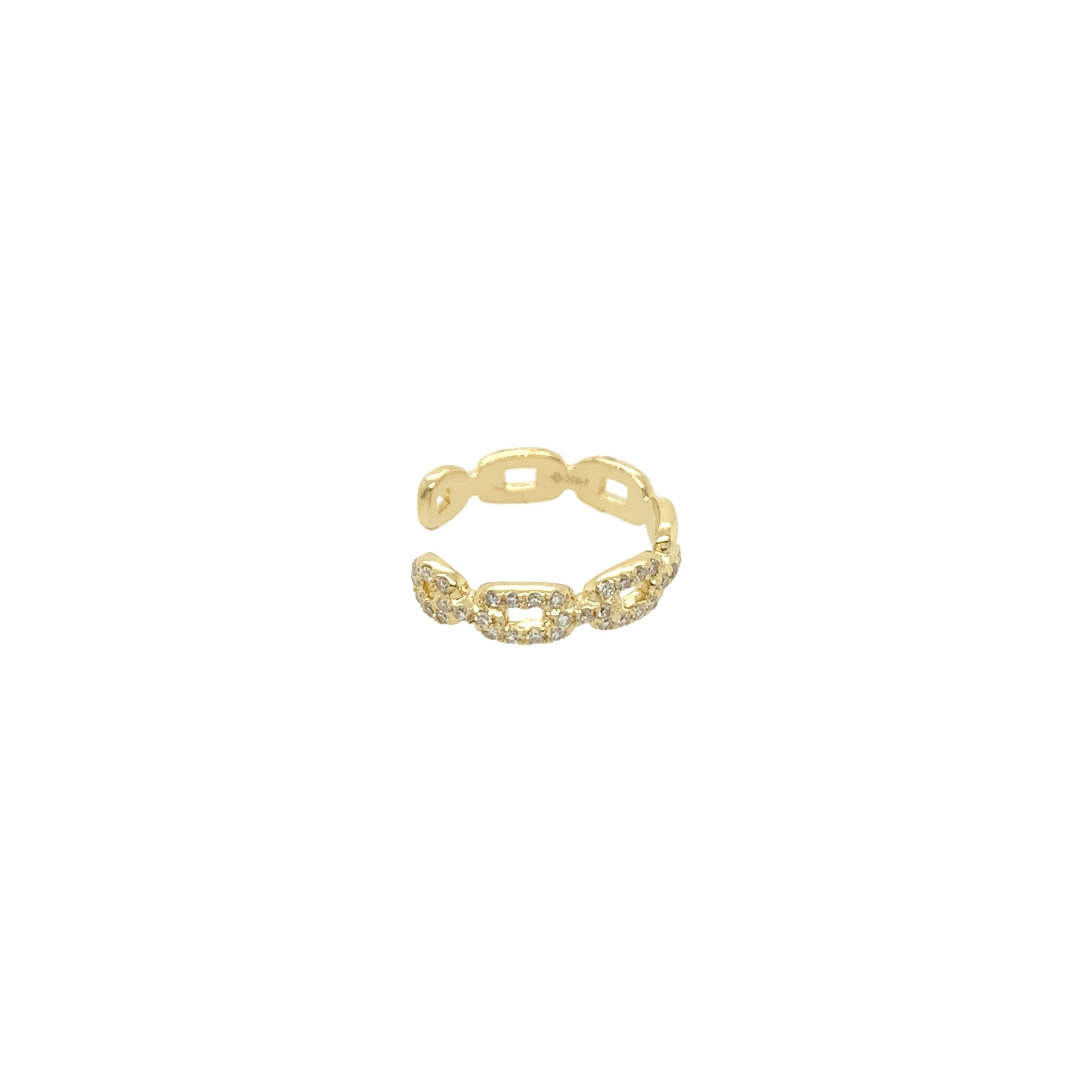 14K Gold Diamond Pave Link Ear Cuff  14K Yellow Gold 0.07 Diamond Carat Weight 0.12" Thick Sold as a single