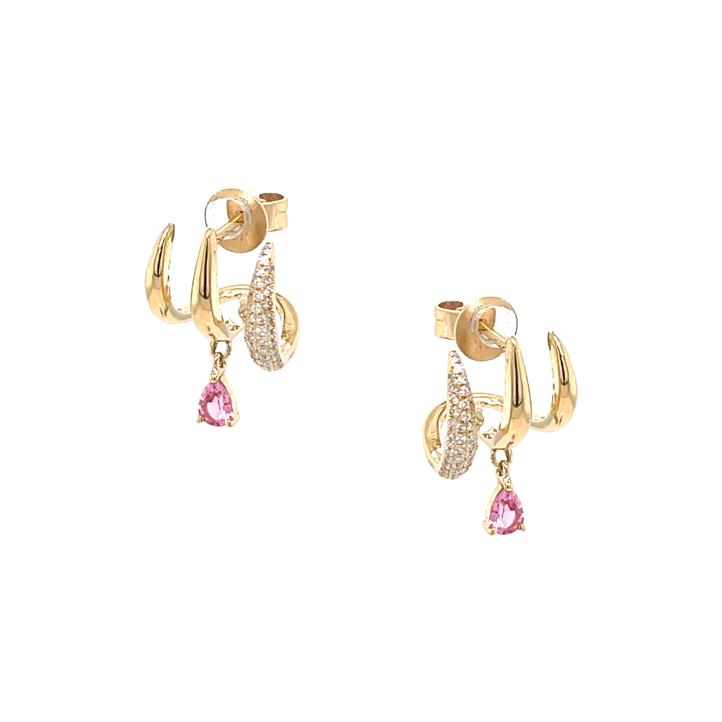 SALE Diamond & Pink Sapphire Earrings