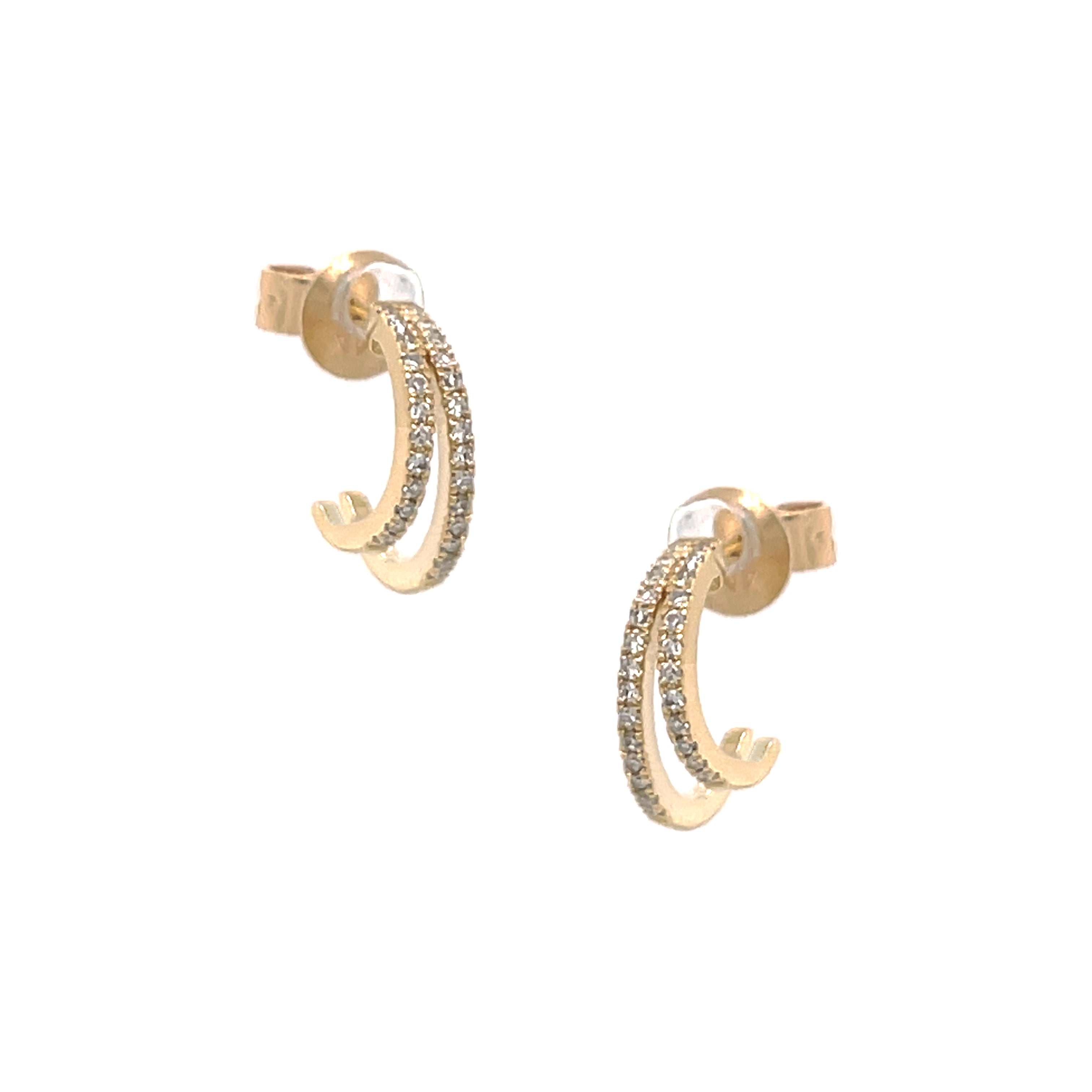 Diamond Double Layer Pierced Huggie Earrings