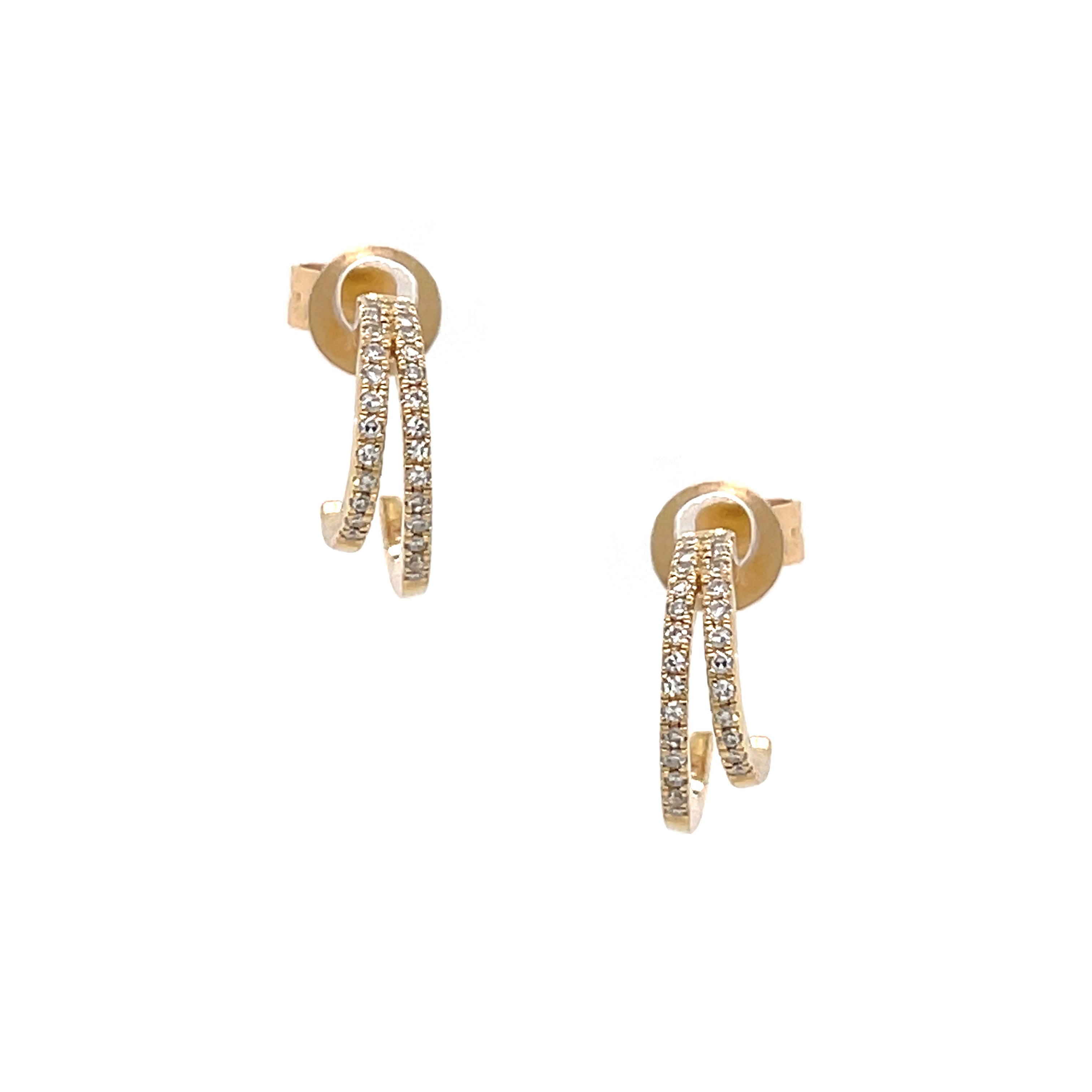 Diamond Double Layer Pierced Huggie Earrings