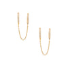 Double Huggie Chain Pierced Earrings  Yellow Gold Filled Huggie: 0.45" Diameter Chain Drop: 0.60" Long