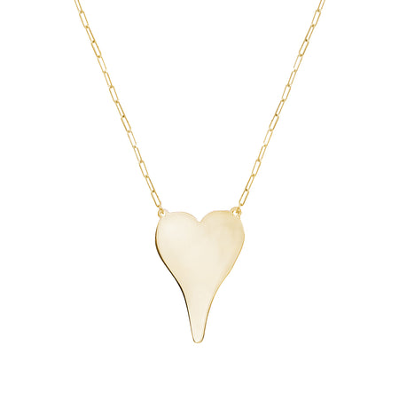 Heart Necklace • 14k yellow gold  • Heart: 1" Length X 0.75" Width  • 18" long adjustable - No Engraving view 1