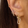 Diamond Double Layer Pierced Huggie Earrings  14K Yellow Gold 0.11 Diamond Carat Weight 0.43" Length x 0.13" Width
