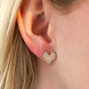 Pave CZ Heart Stud Pierced Earrings  18K Yellow Gold Plated 0.44" Long X 0.45" Wide