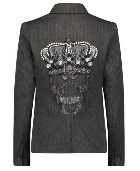 Grey Skull Crown Pinstripe Jacket