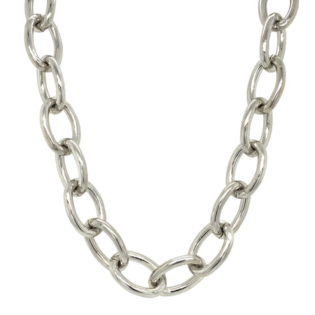 Chunky Oval Link Chain Necklace  White Gold Filled Links : 0.80" Long X 0.55" Wide 20" Long