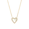 Diamond & Mother of Pearl Heart Chain Necklace  14K Yellow Gold 0.89 Mother of Pearl Carat Weight 0.20 Diamond Carat Weight 15-17" Length Heart: 0.60" 