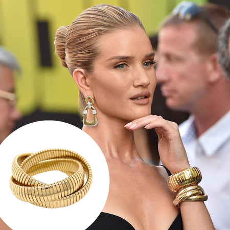 Gold Plated Over Silver Width of Each Strand is 12mm/0.5 inches 18K Gold version also available As worn by Rosie Huntington-Whiteley