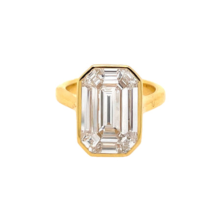Diamond Composite Octagon Ring  14K Yellow Gold 3.52 Diamond Carat Weight