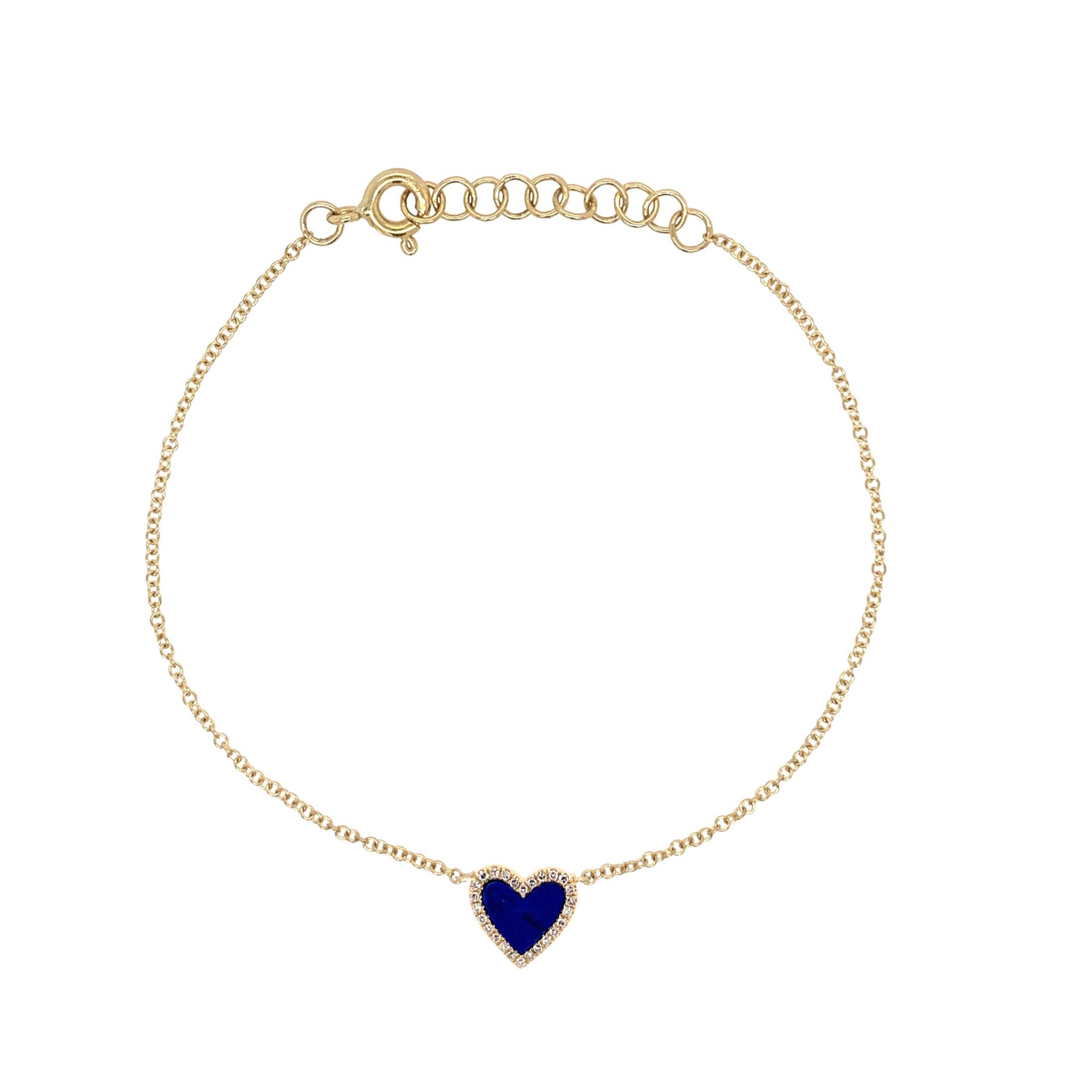 Diamond & Lapis Heart Bracelet