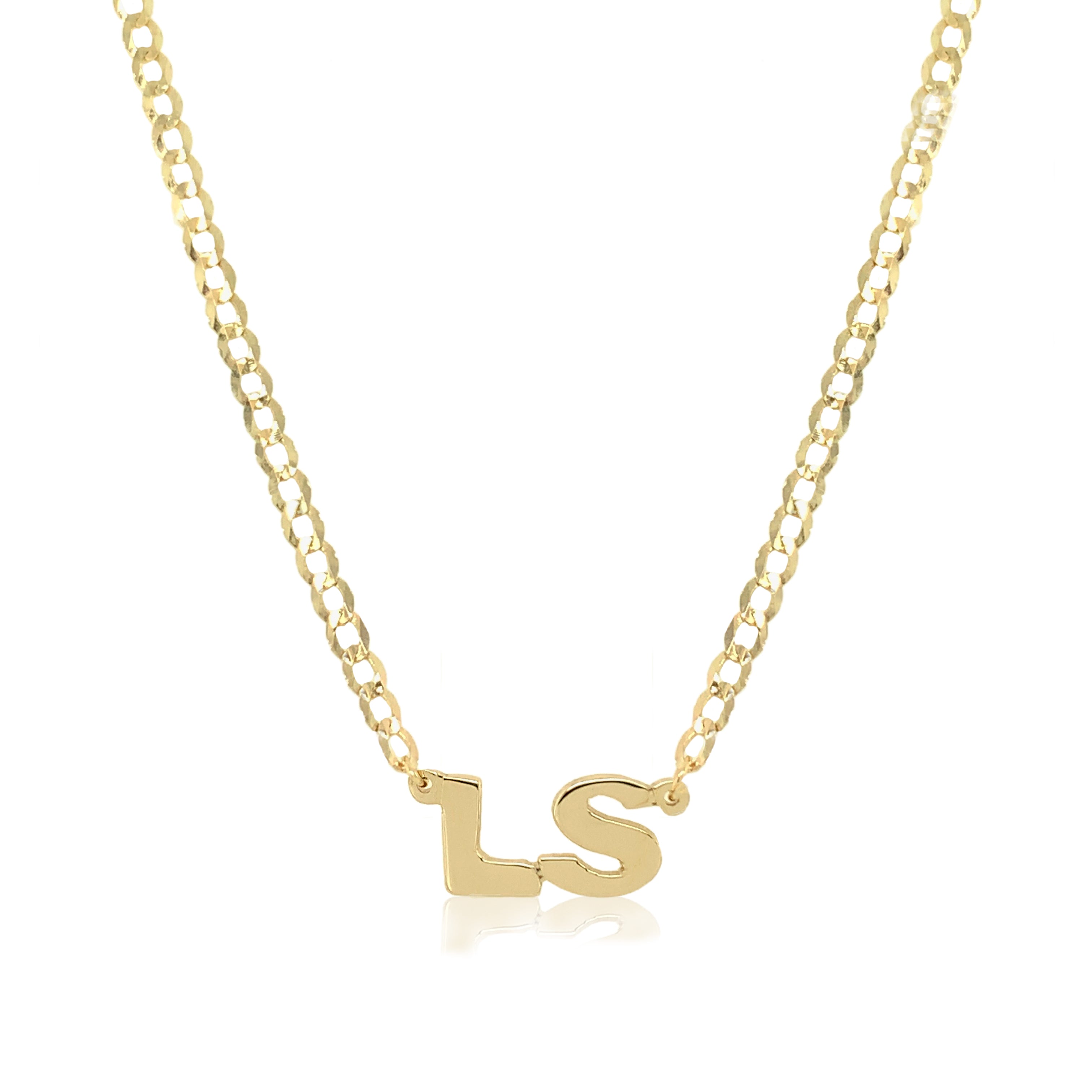 Initial Curb Chain Choker Necklace 14K Yellow Gold Chain: 14" Length Letter: 10MM Diameter Please allow up to 4 weeks for delivery.
