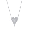 Medium Sized Diamond Heart Necklace  14K White Gold 0.26 White Diamond Carat Weight 15.5"- 17.5" Length Heart: 0.60" Length X 0.44" Width