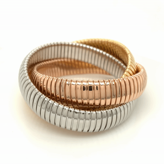 Triple Strand Bracelet White Yellow Rose Gold