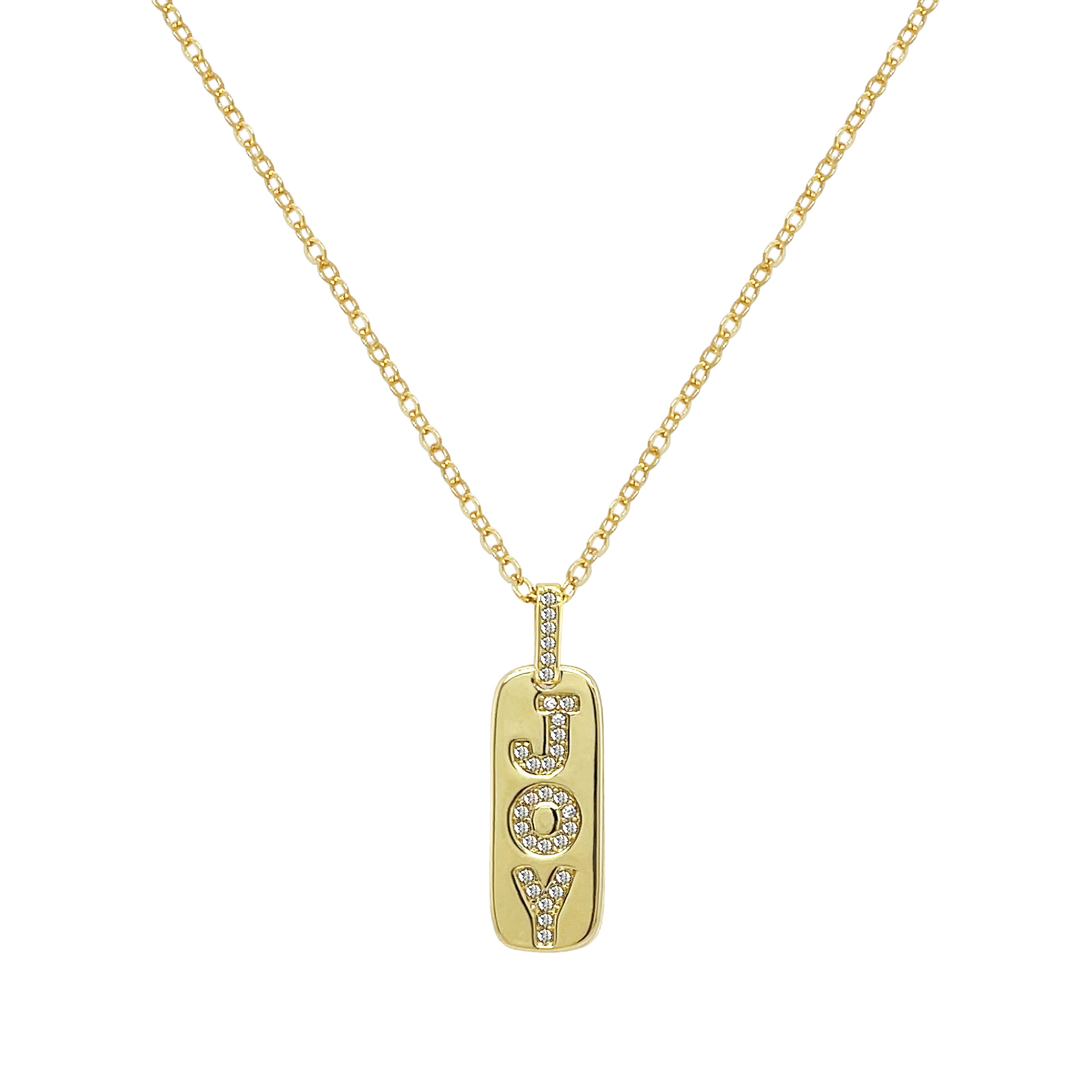 Joy Pendant Bar Chain Necklace

Add effortless sparkle to your look with the “Joy” cubic zirconia necklace. Featuring a rectangular bar pendant suspended from a delicate chain, this minimalist design blends timeless elegance with modern style. Perfect for everyday wear or layering, it’s a refined piece that brings subtle brilliance to any outfit.

Yellow Gold Plated
Pendant: 1.08" Long X 0.32" Wide
16-18" Adjustable Length
Cubic Zirconia