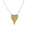 Yellow gold engraved heart necklace • 5.35 grams of 14k gold • Heart: 1" Length X 0.75" Width  • 18" Long Engraving is optional and free