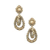 Small Ivory Open Concentric Teardrop Earrings with Yellow Gold Rondelles  Yellow Gold Plated 1.0" Length X 2.0" Width