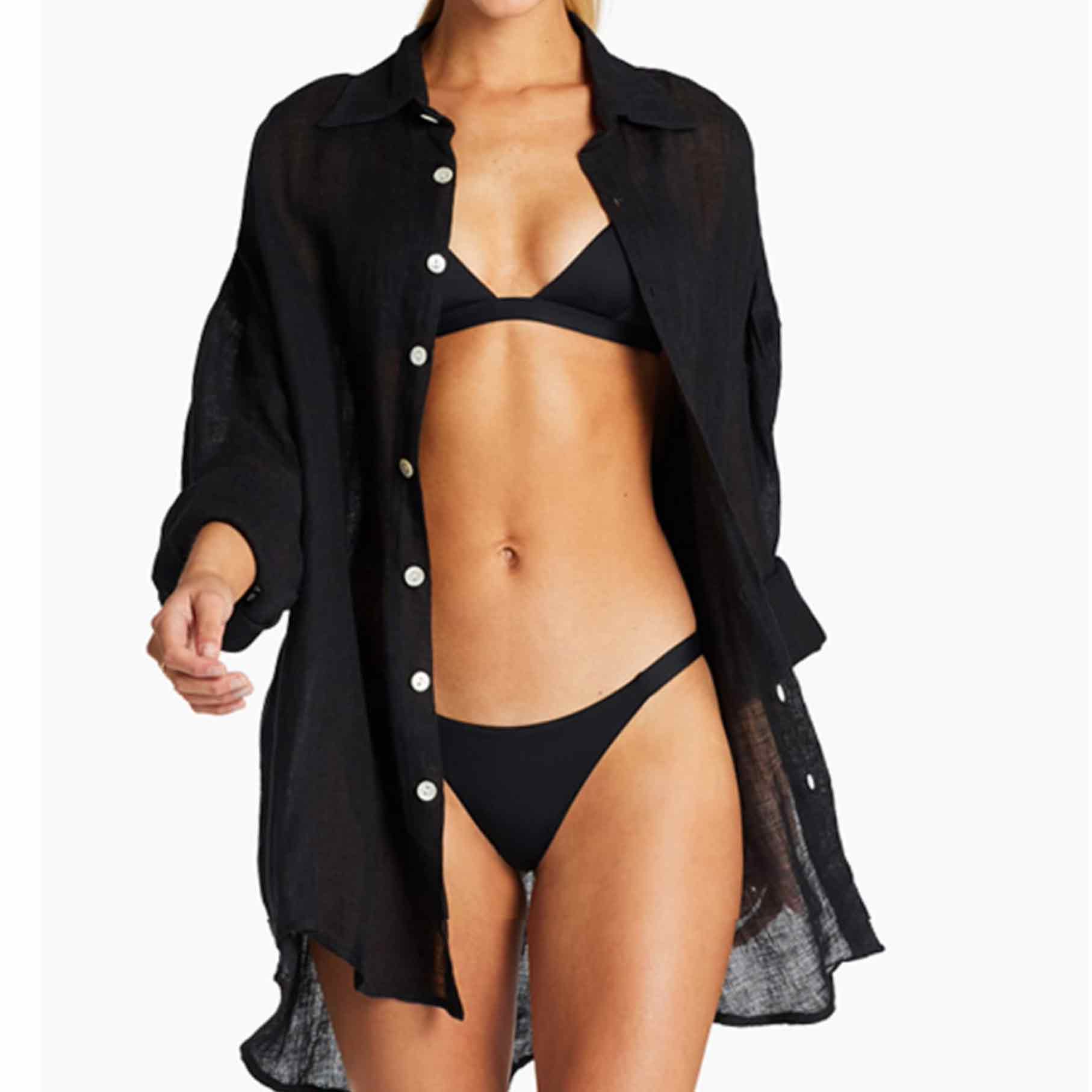 SALE Black Linen Shirt