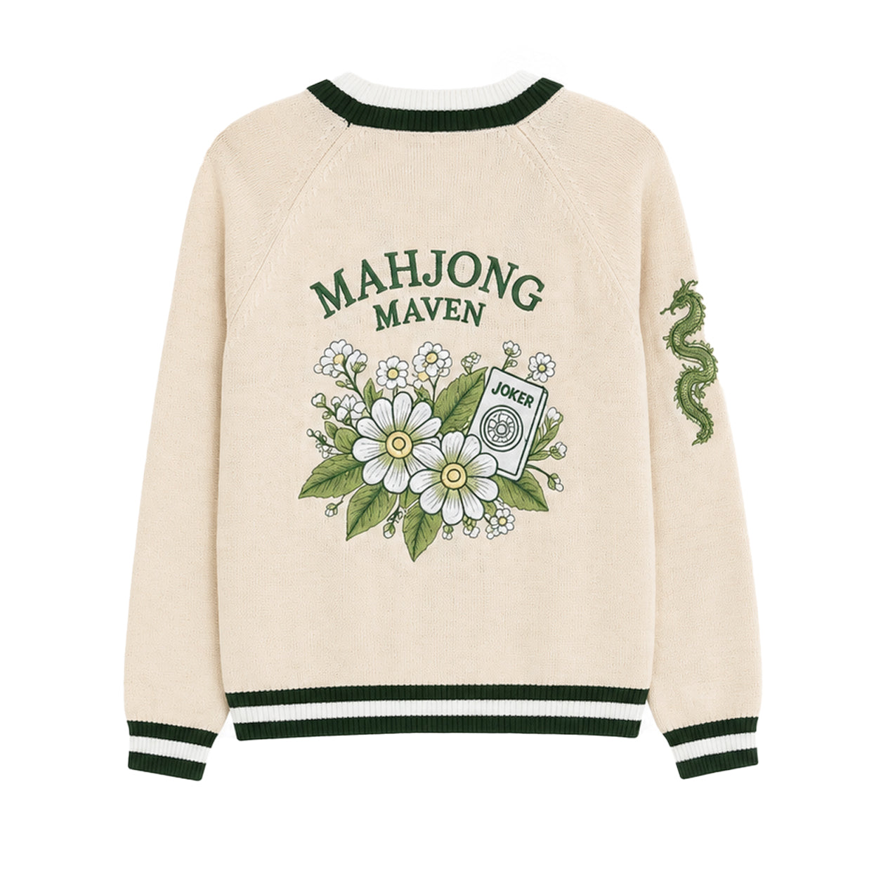 Cream Mahjong Cardigan Sweater