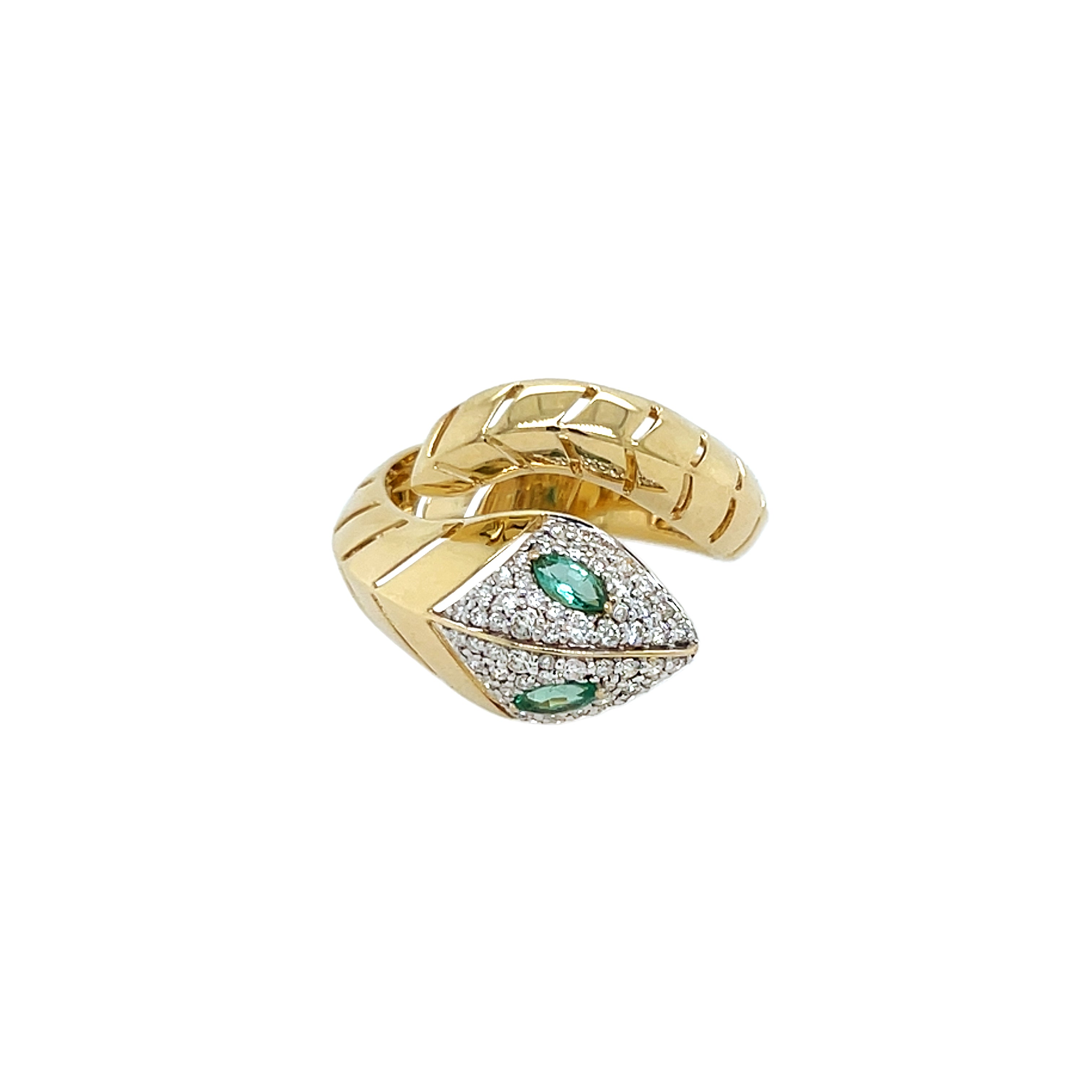 Emerald & Diamond Snake Ring View 1