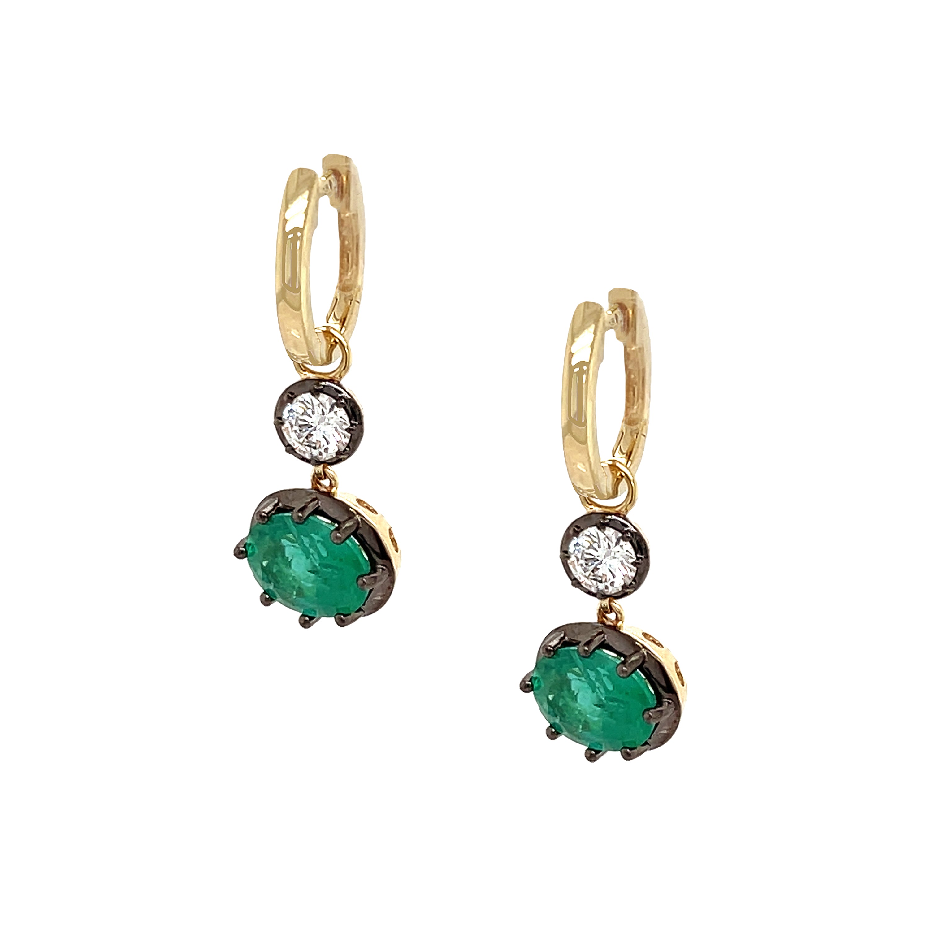 Emerald & Diamond Drop Earrings