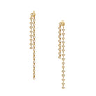 Gold chain earrings with embedded diamonds on a white background