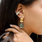 Pyrite 3 Drop Pierced Earrings

Yellow Gold Plated
1.65" Long X 0.84" Wide