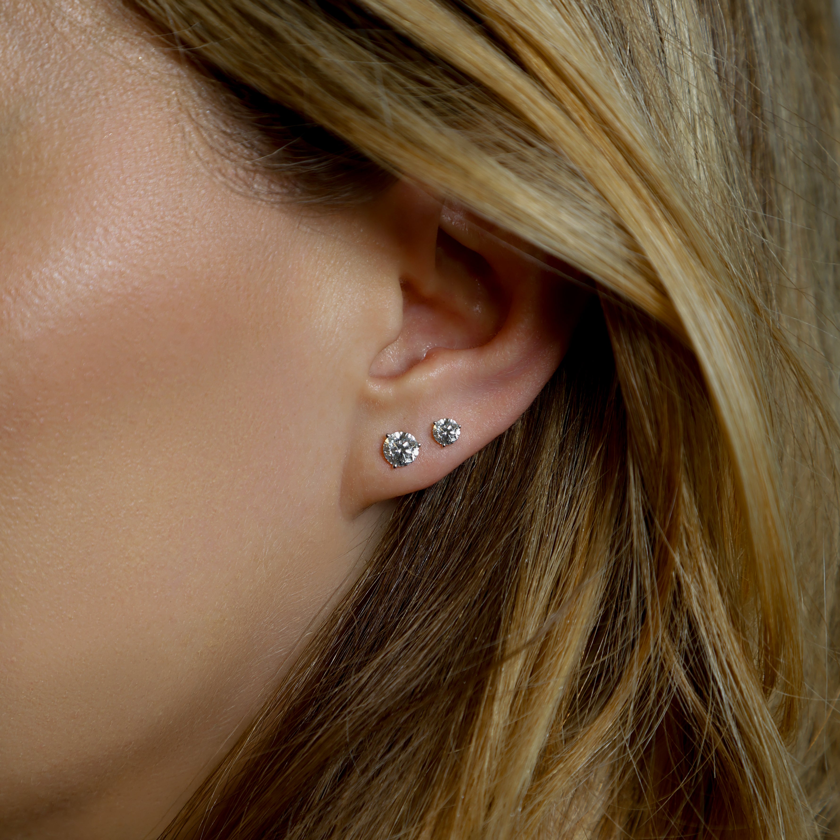 14K Lab Grown Diamond Stud Earrings View 5