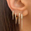 Diamond Spike Short Huggie Pierced Earrings  14K Yellow Gold 0.41 Diamond Carat Weight 0.75"Long X  0.4" Wide