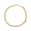 5 Square Diamond Cuban Link Bracelet  14K Yellow Gold 0.15 Diamond Carat Weight 1.5 Wide 7" Length 